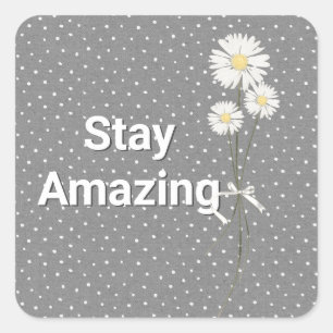 White Daisies on Pin Stippen Vierkante Sticker