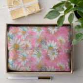 White Daisies on Pink Floral Pattern Tissuepapier (Geschenk)