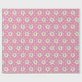 White Daisies on Polka Dots Cadeaupapier (Vlak)