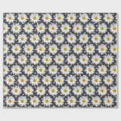 White Daisies on Polka Dots Cadeaupapier (Vlak)