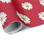 White Daisies on Red Cadeaupapier (Rol Hoek)