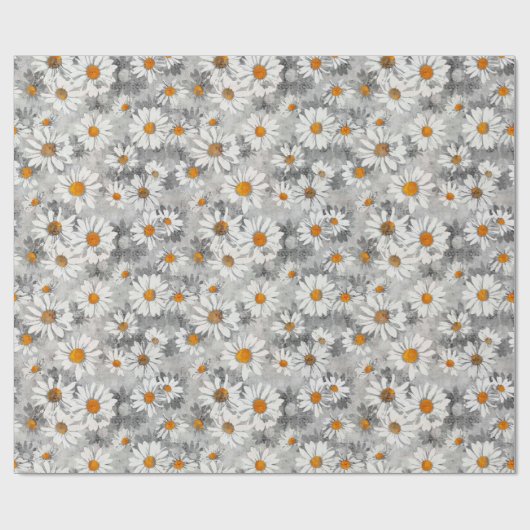 White Daisies Pattern Cadeaupapier (Vlak)