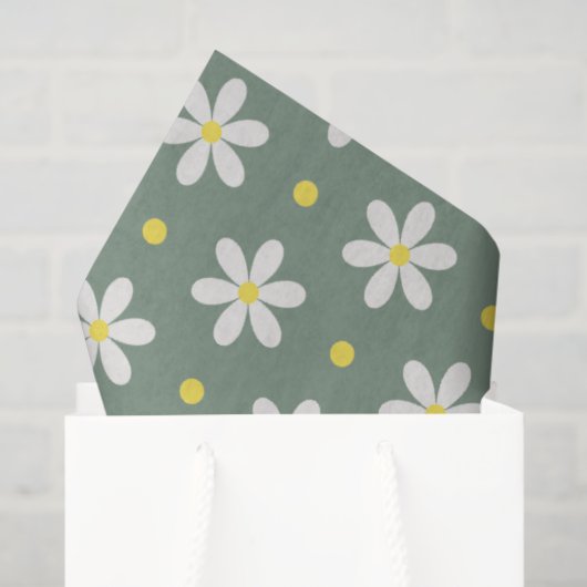 White Daisies Pattern Custom Background Tissuepapier (Cadeauzakje)