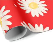 White Daisies Pattern met White Stippen Cadeaupapier (Rol Hoek)