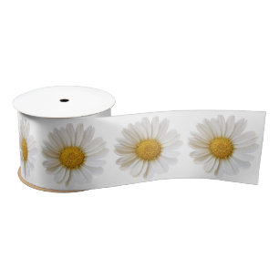 White Daisies Satin Ribbon Lint