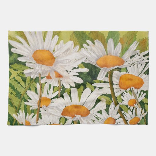 White Daisies Theedoek (Horizontaal)