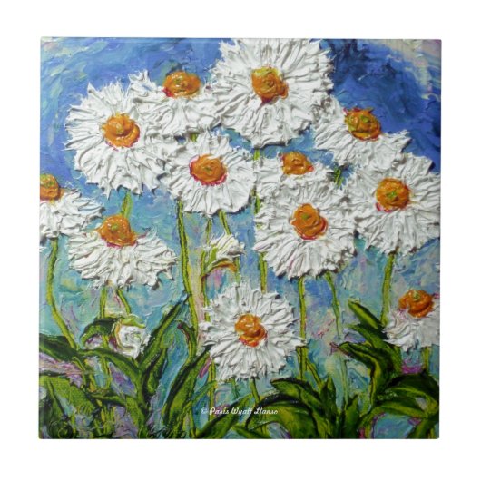 White Daisies Tile Tegeltje (Voorkant)