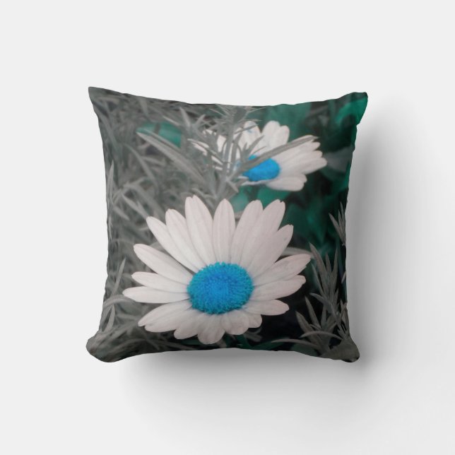 White Daisies (w/Blue) Sierkussen *reversibel* (Voorkant)
