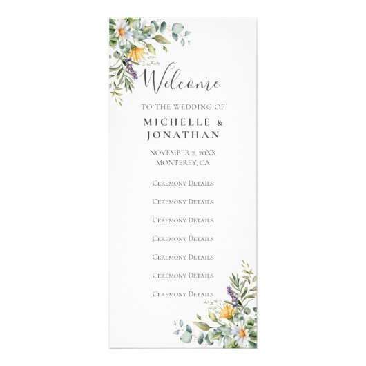 White Daisies Wedding Programme (Devant)