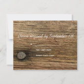 White Daisy and Barn Wood Country Weddenschap RSVP (Achterkant)