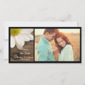 White Daisy and Barn Wood Wedding Save the Date (Voorkant)