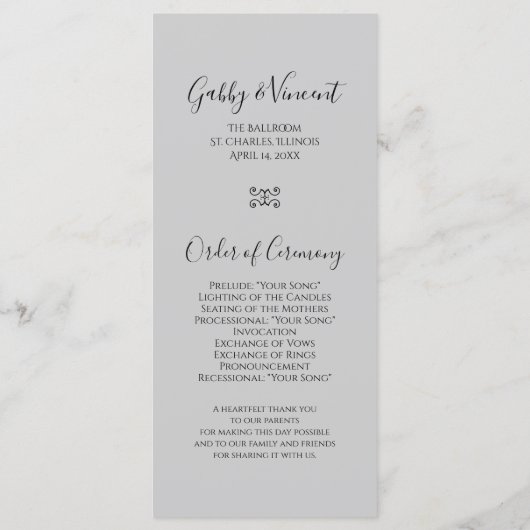 White Daisy and Diamond Ring Wedding Programme Programma (Achterkant)