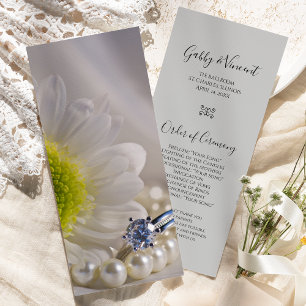 White Daisy and Diamond Ring Wedding Programme Programma