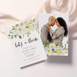 White Daisy Baby in bloom floral baby shower Kaart