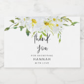 White Daisy Baby shower Dank je wel Sparkling Wijnetiket (Enkel label)