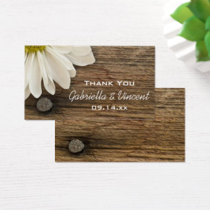 White Daisy Barn Wood Country Weddenschap Favor Ta Visitekaartje