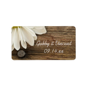 White Daisy Barn Wood country Wedding Favor Tag Etiket