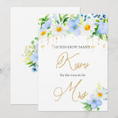 White Daisy Blue Floral denk je hoeveel Kisses Gam Kaart (Voorkant / Achterkant)