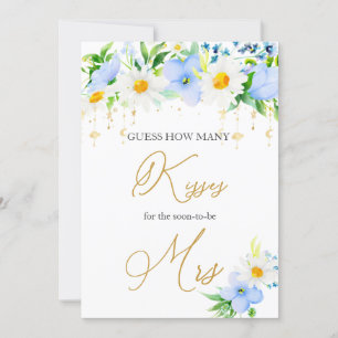 White Daisy Blue Floral denk je hoeveel Kisses Gam Kaart