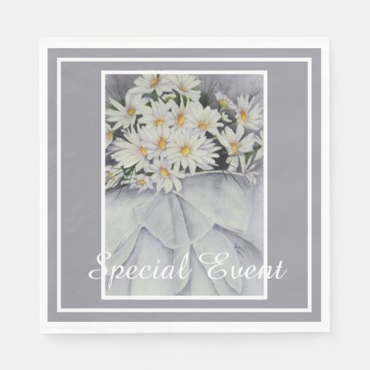 White Daisy Bouquet Party Servet (Voorkant)