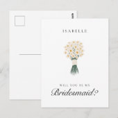 White Daisy Bridesmaid Proposal Briefkaart (Voorkant / Achterkant)