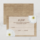 White Daisy Burlap Wedding RSVP-reactiekaart RSVP Kaartje (Voorkant / Achterkant)