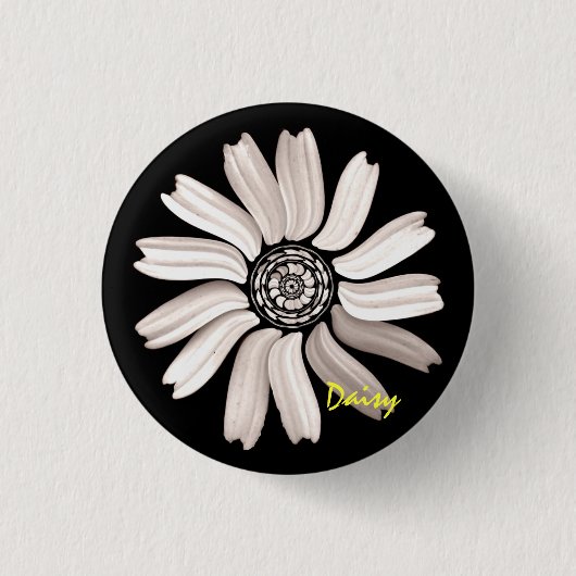 White Daisy Button/Pin Ronde Button 3,2 Cm (Voorkant)