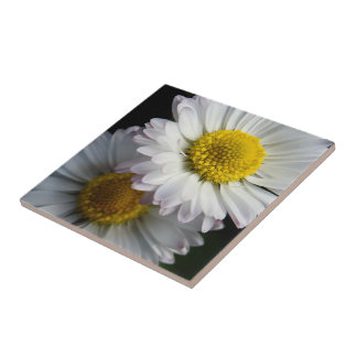 White Daisy Ceramic Tile Tegeltje