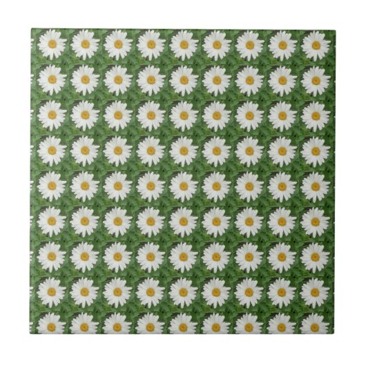 White Daisy Ceramic Tile Tegeltje (Voorkant)