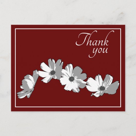 White Daisy Chain Red Background Dank je Briefkaart (Voorkant)
