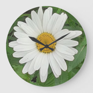 White Daisy Clock Grote Klok