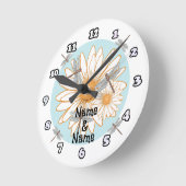 White Daisy clock Ronde Klok (Hoek)