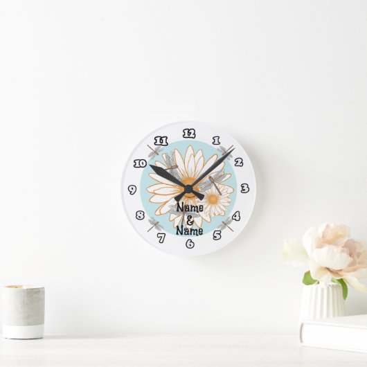 White Daisy clock Ronde Klok (Huis)
