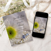White Daisy Diamond Ring Wedding Save the Date