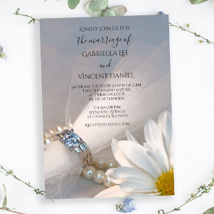 White Daisy Elegance Wedding Kaart