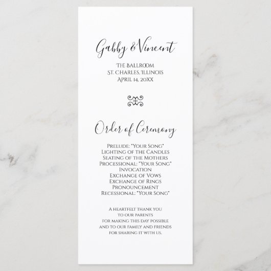 White Daisy Elegance Wedding Programme (Dos)