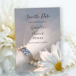 White Daisy Elegance Wedding Save the Date