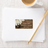 White Daisy en Barn Wood Wedding Dank je wel Etiket (Insitu)