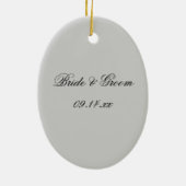 White Daisy en Diamond Ring Verloving Keramisch Ornament (Achterkant)