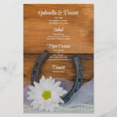 White Daisy en Hoefijzer Western Wedding Menu (Voorkant)