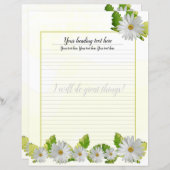 White Daisy Floral Lined Writing Paper (Voorkant / Achterkant)