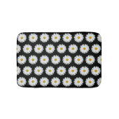 White Daisy Floral Pattern on Black Badmat (Voorkant)
