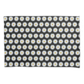 White Daisy Floral Pattern on Black Kussensloop (Voorkant-Links)