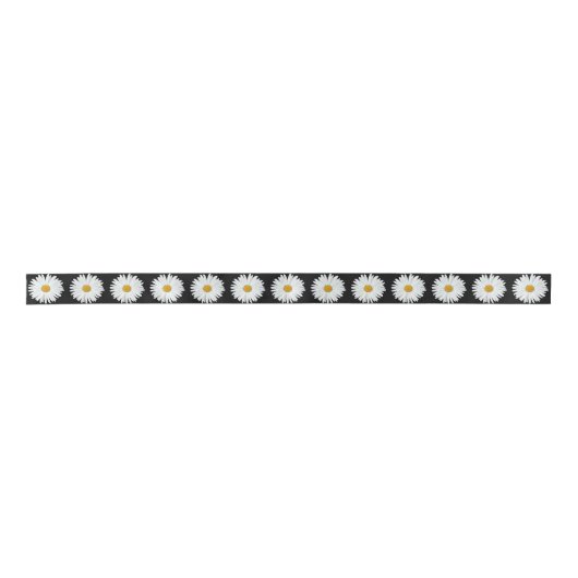 White Daisy Floral Pattern on Black Lint (Voorkant)