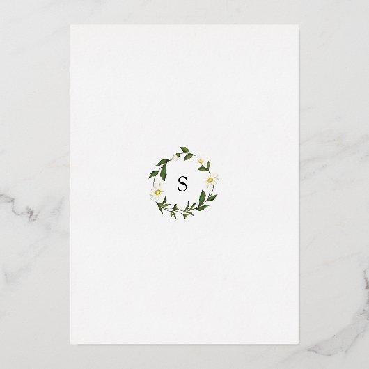 White Daisy Floral Rustic Vrijgezellenfeest Folie Uitnodiging (Achterkant)