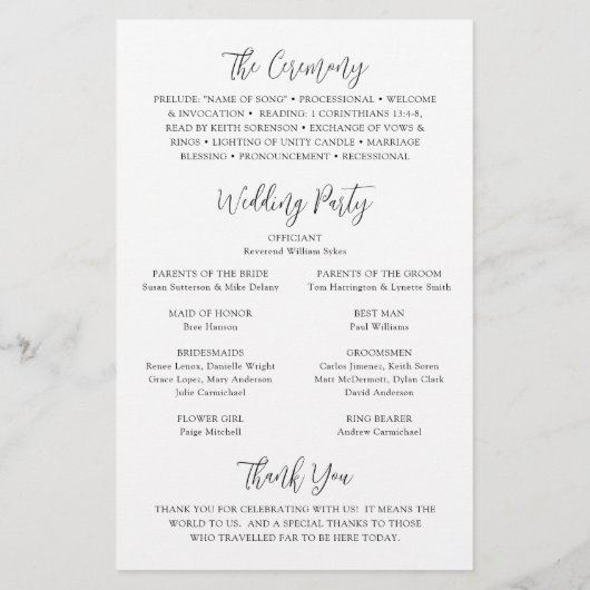White Daisy Floral Rustic Wedding Programme (Dos)
