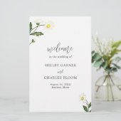 White Daisy Floral Rustic Wedding Programme (Debout devant)