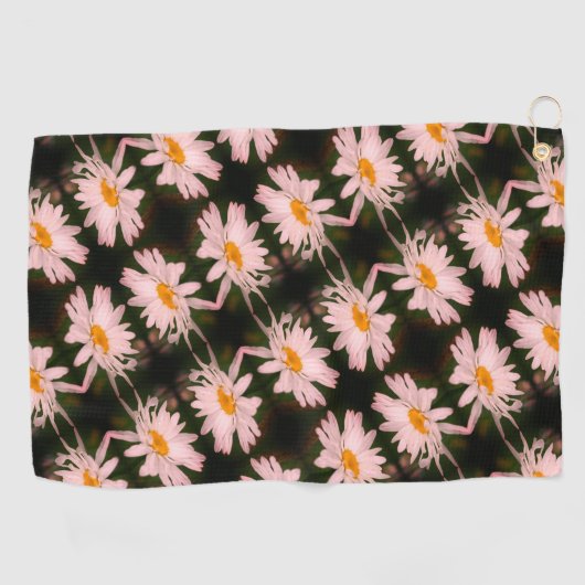 White Daisy Flower Abstract Pattern Golfhanddoek (Horizontaal)
