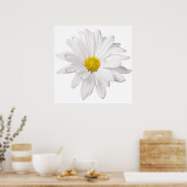 White Daisy Flower Background Gepersonaliseerd Dai Poster (Keuken)