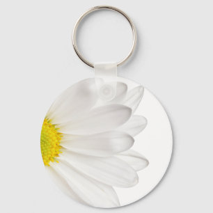 White Daisy Flower Background Gepersonaliseerd Dai Sleutelhanger